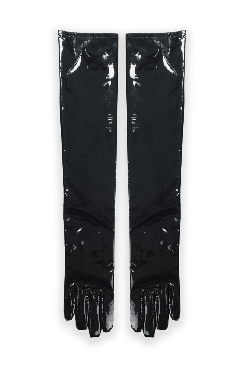 Μακριά γάντια από μαύρο βινύλ Μακριά γάντια από μαύρο βινύλ