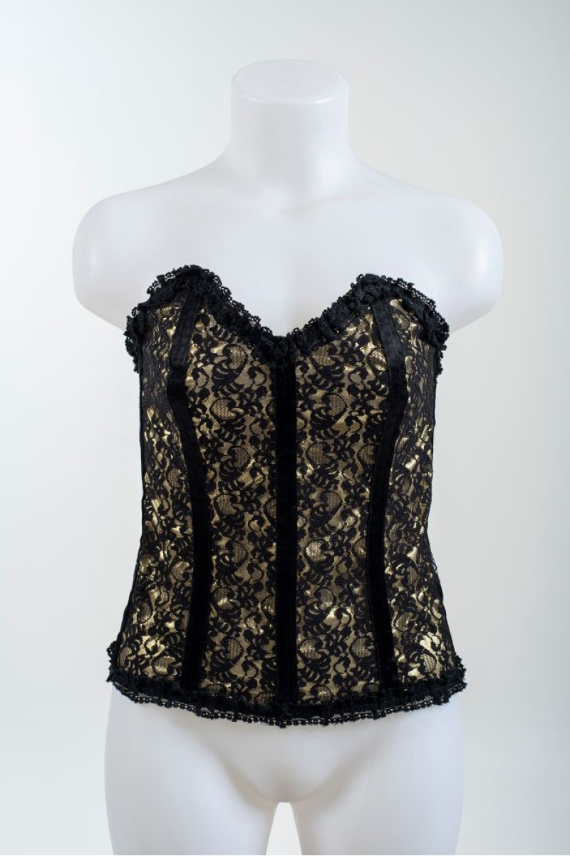 Vintage 80s στράπλες κορσές με δαντέλα