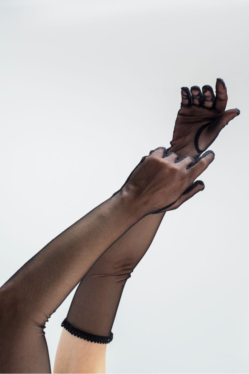 Μαύρα μακριά διχτυωτά γάντια Μαύρα μακριά διχτυωτά γάντια