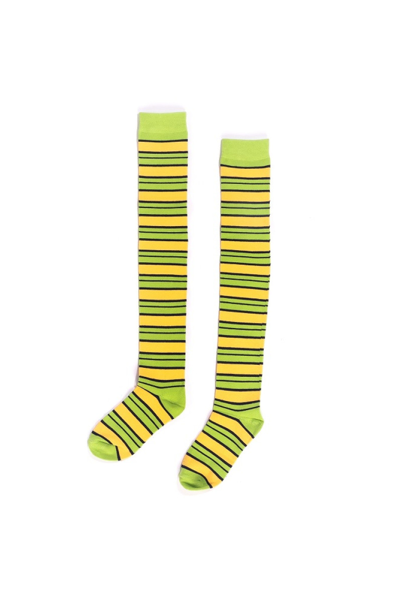 Κάλτσες πάνω από το γόνατο με ρίγες τριών χρωμάτων