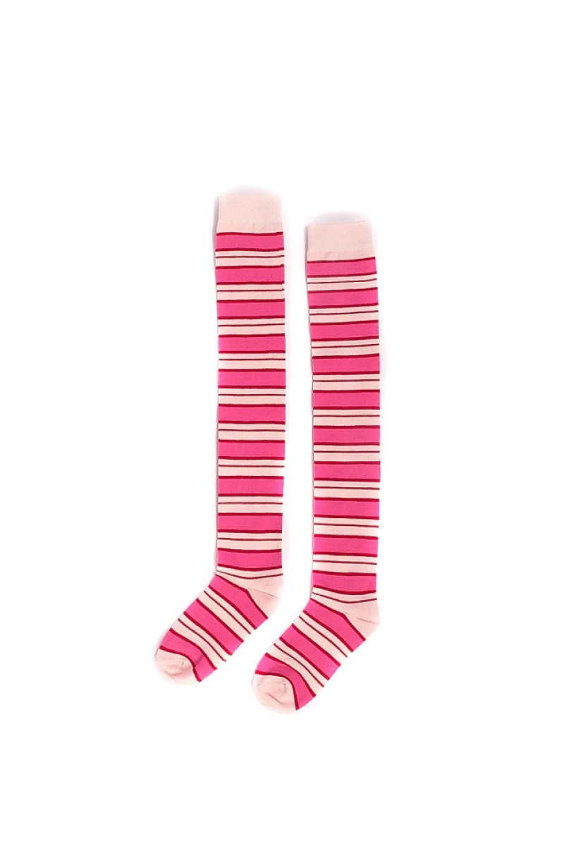 Κάλτσες πάνω από το γόνατο με ροζ ρίγες
