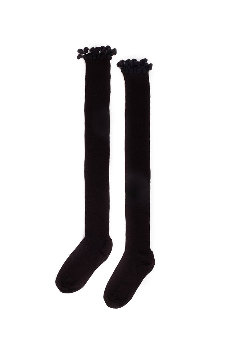 Κάλτσες πάνω από το γόνατο μαύρες με φουντάκια 