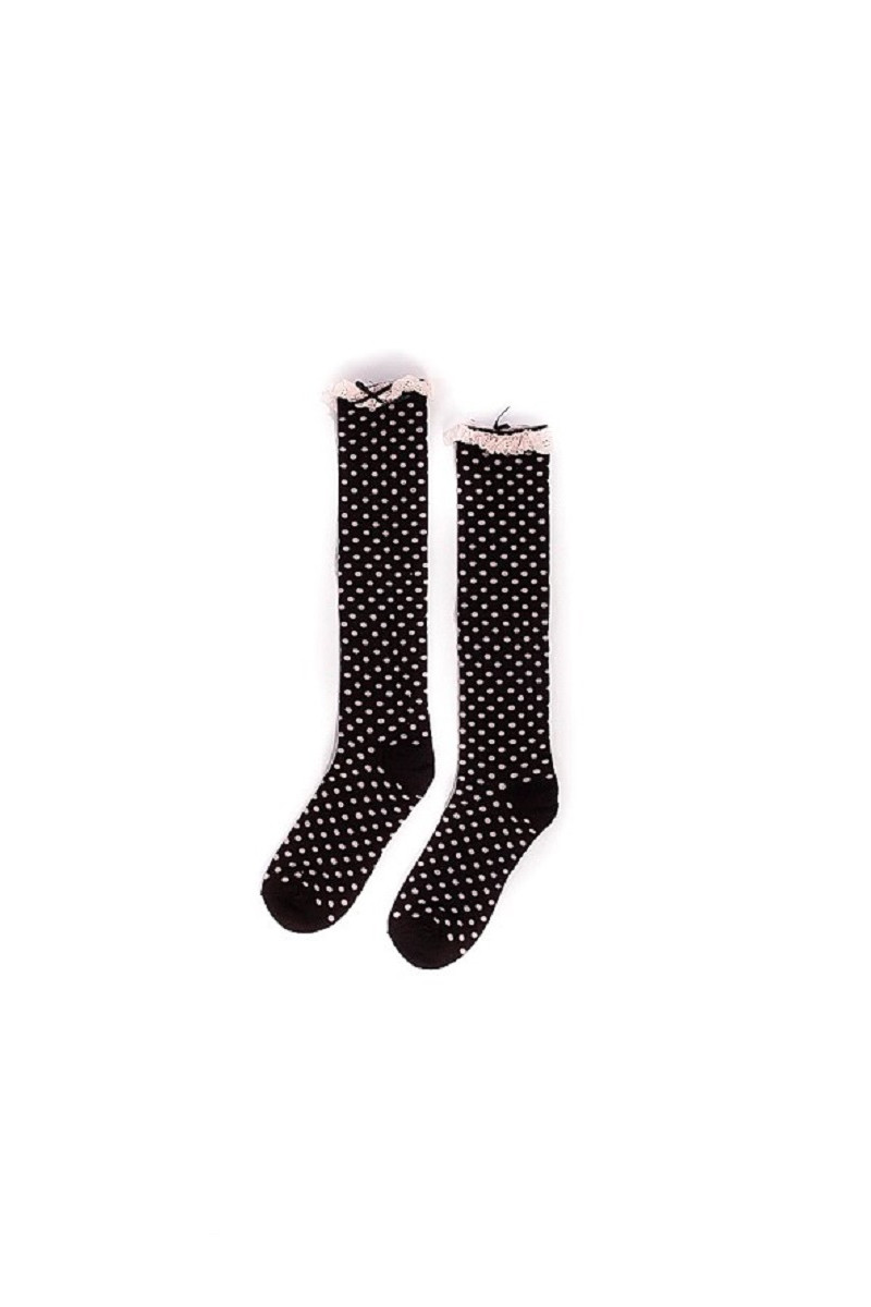 Κάλτσες έως το γόνατο πουά με βολάν και φιόγκο 