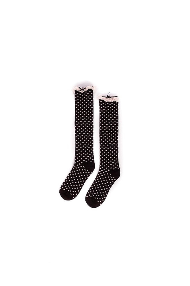 Κάλτσες έως το γόνατο πουά με βολάν και φιόγκο 