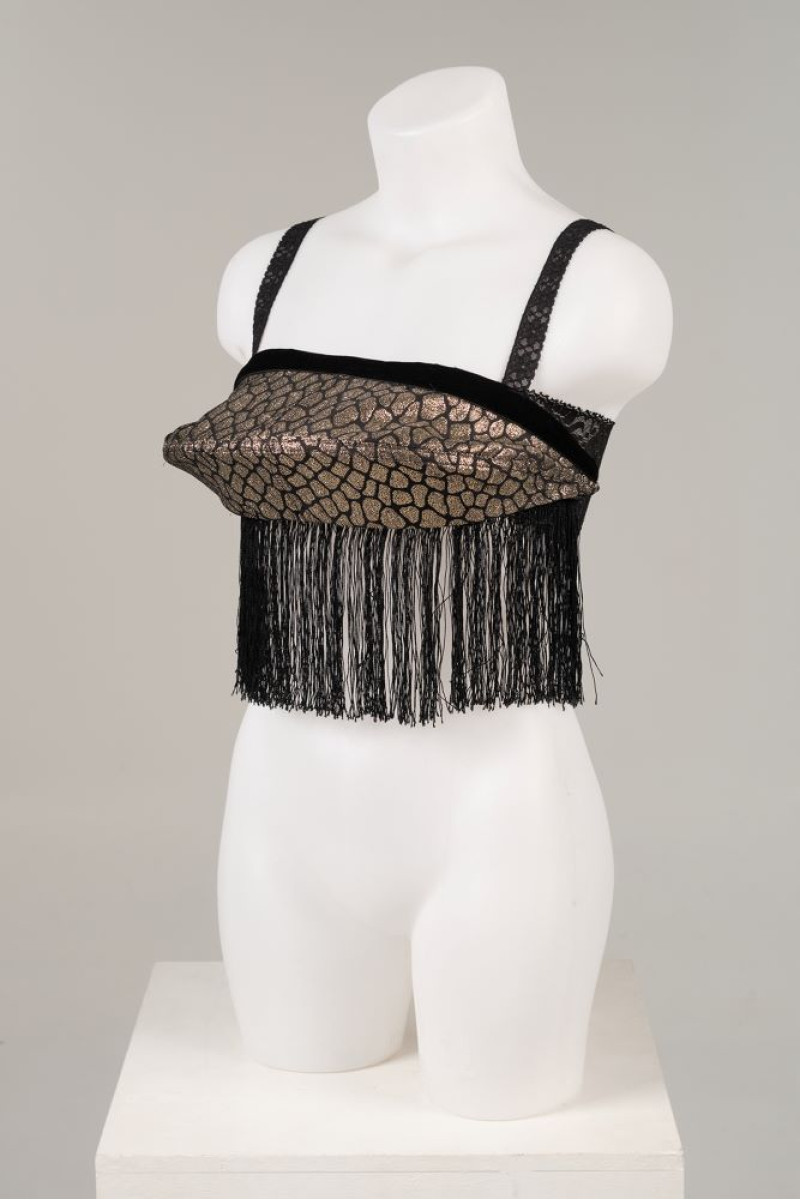 Vintage 90s χρυσό μπροκάρ μπούστο με κρόσσια