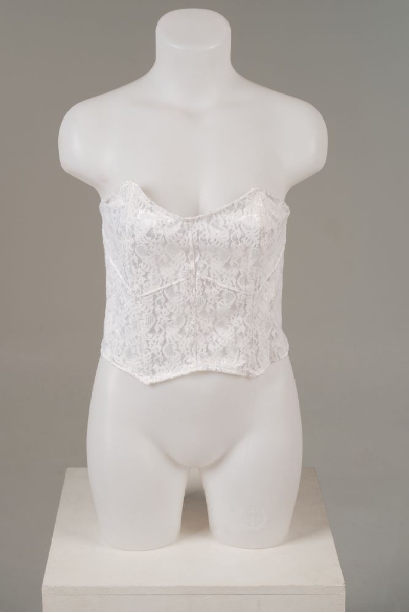 Στράπλες κοντό μπούστο από λευκή δαντέλα