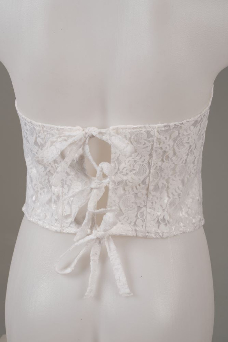 Στράπλες κοντό μπούστο από λευκή δαντέλα