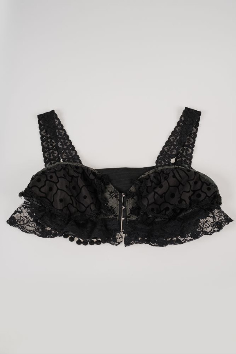 Vintage 90s μαύρο μπροκάρ μπούστο