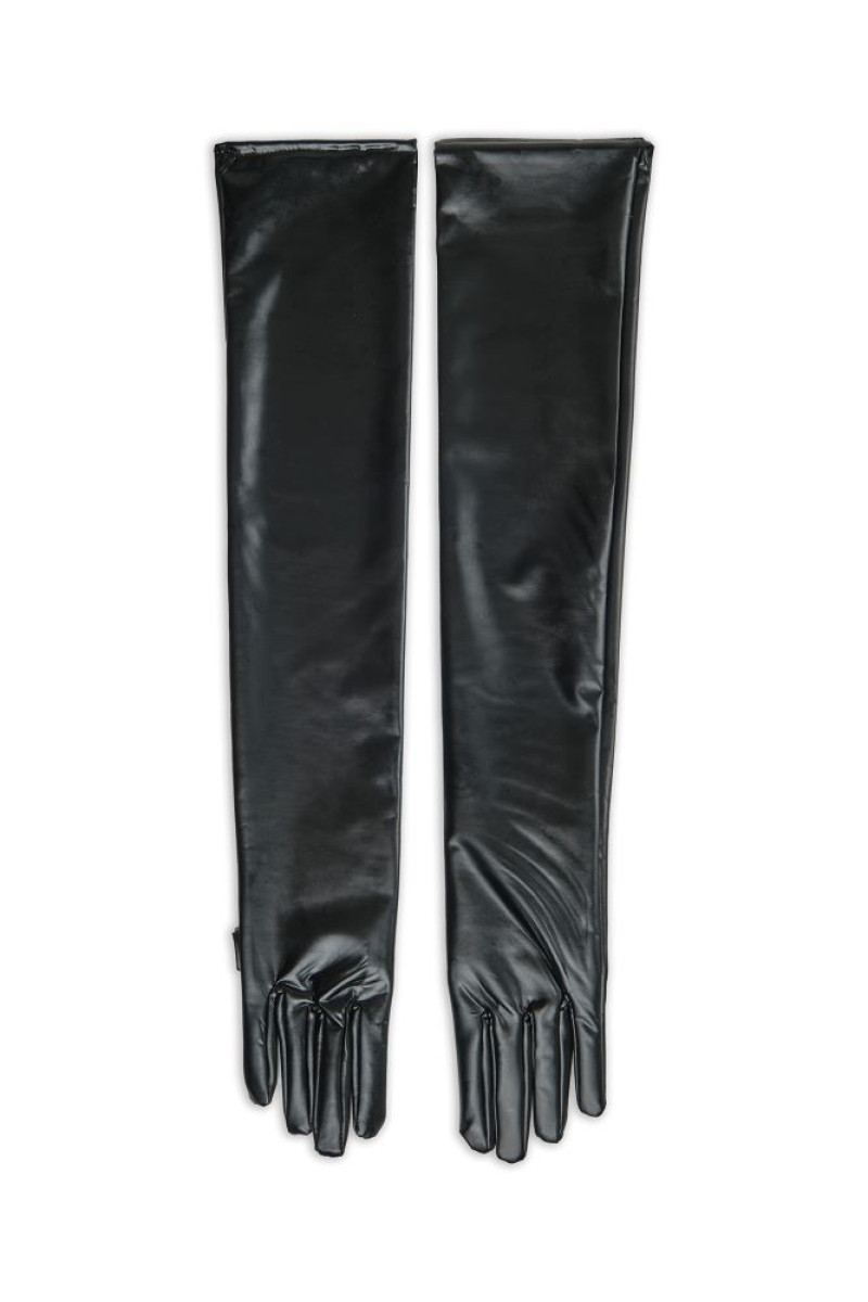 Μακριά γάντια από μαύρη δερματίνη Μακριά γάντια από μαύρη δερματίνη