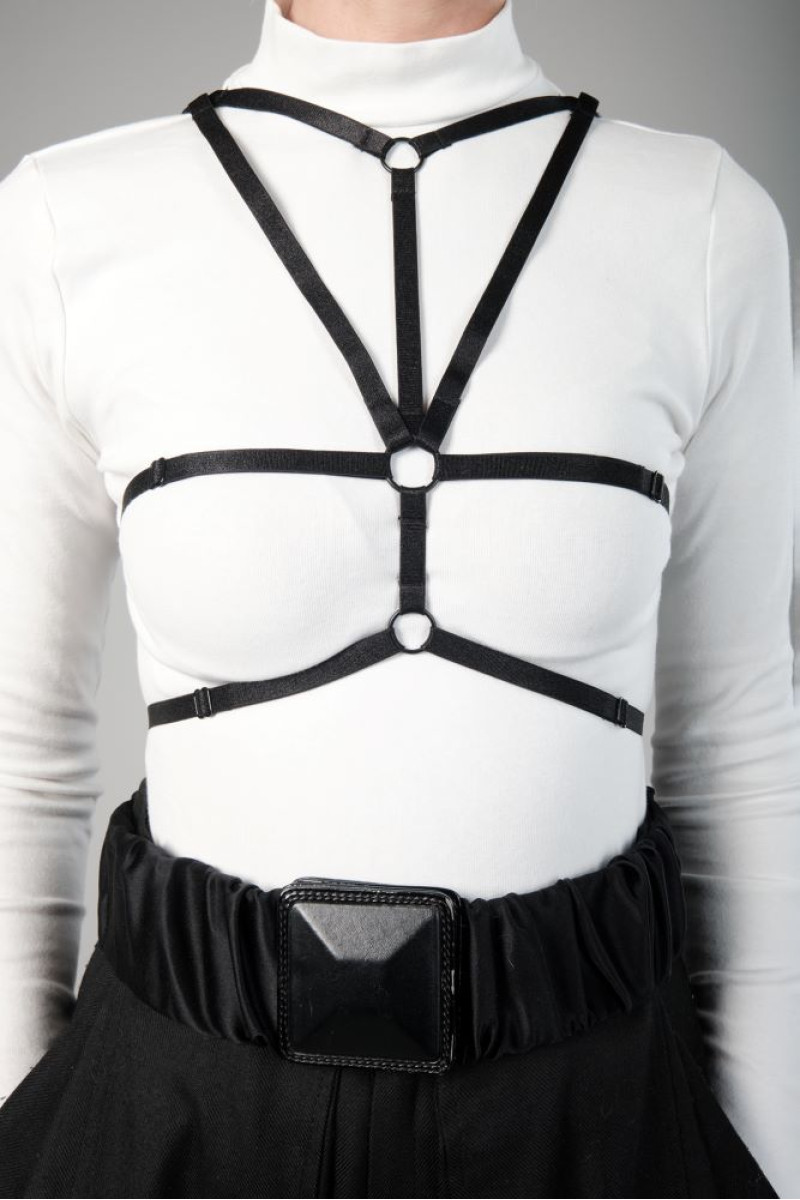 Μαύρο ελαστικό harness με 3 κρίκους