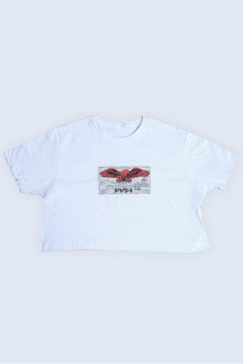 Κοντό t-shirt σε φαρδιά γραμμή με διακοσμητικό ραφτό