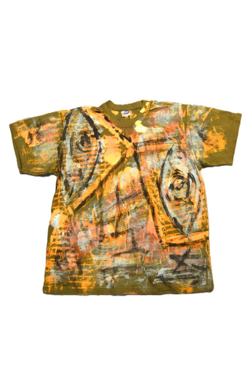 Green cotton handpainted t-shirt