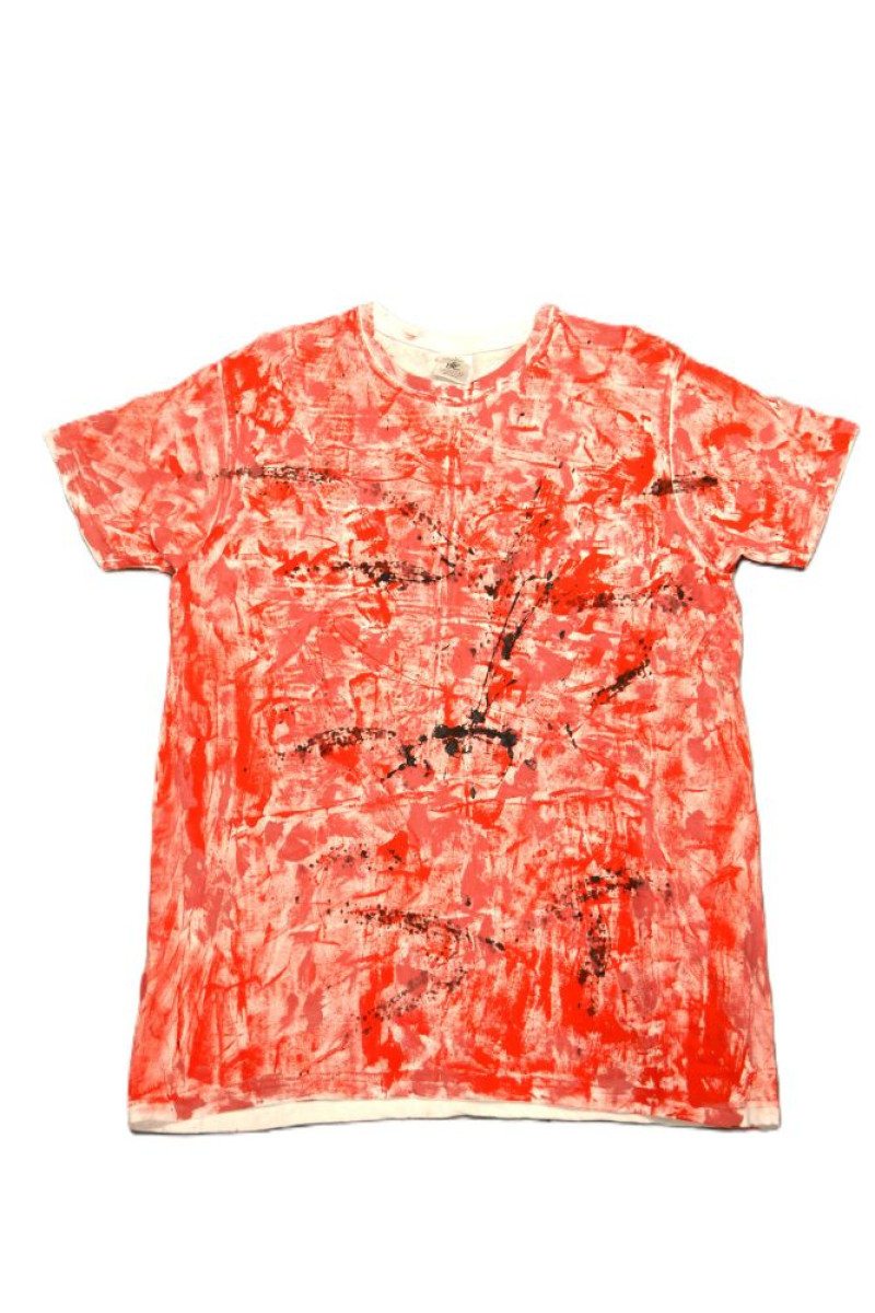 Λευκό βαμβακερό t-shirt ζωγραφισμένο στο χέρι