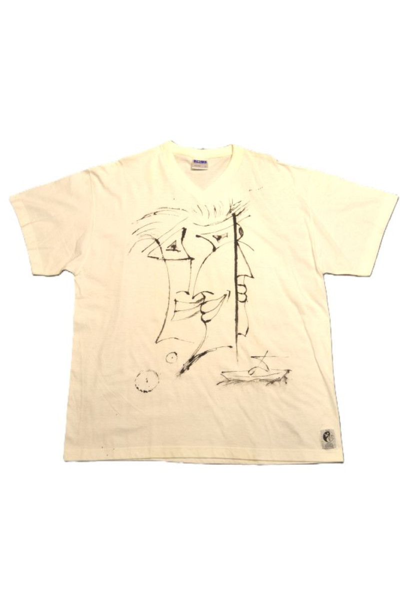 Λευκό βαμβακερό t-shirt ζωγραφισμένο στο χέρι