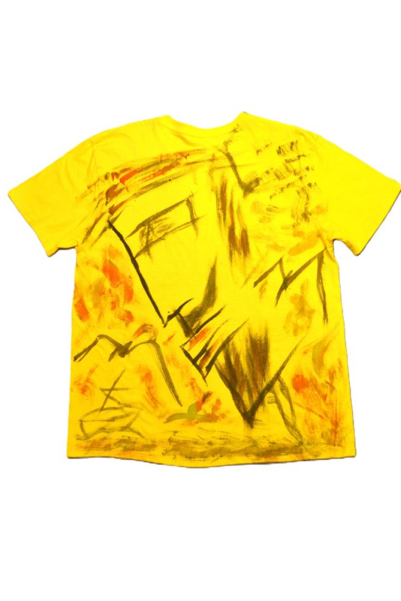 Κίτρινο βαμβακερό t-shirt ζωγραφισμένο στο χέρι
