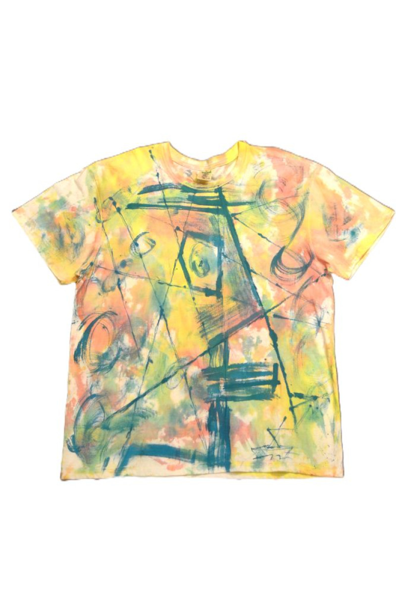 Λευκό βαμβακερό t-shirt ζωγραφισμένο στο χέρι