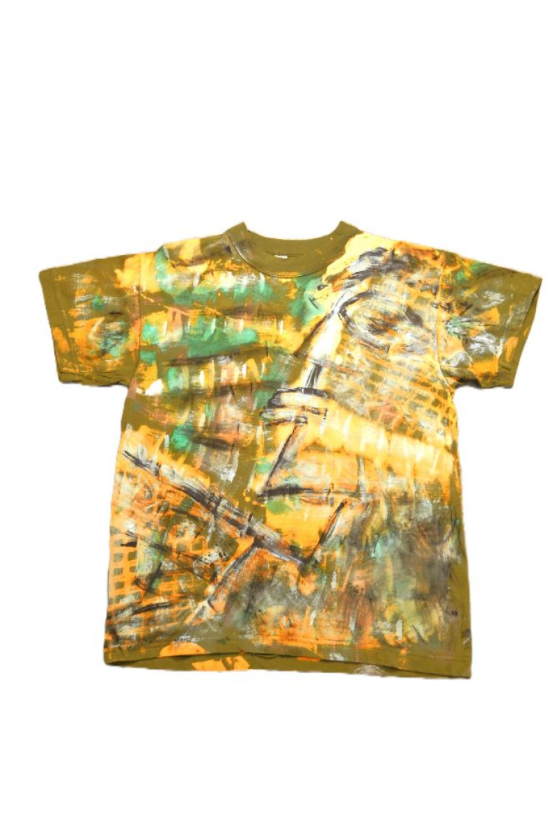 Πράσινο βαμβακερό t-shirt ζωγραφισμένο στο χέρι