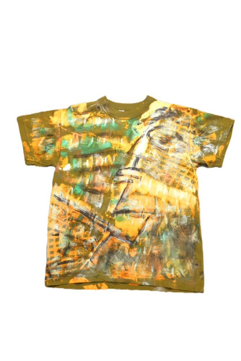 Πράσινο βαμβακερό t-shirt ζωγραφισμένο στο χέρι