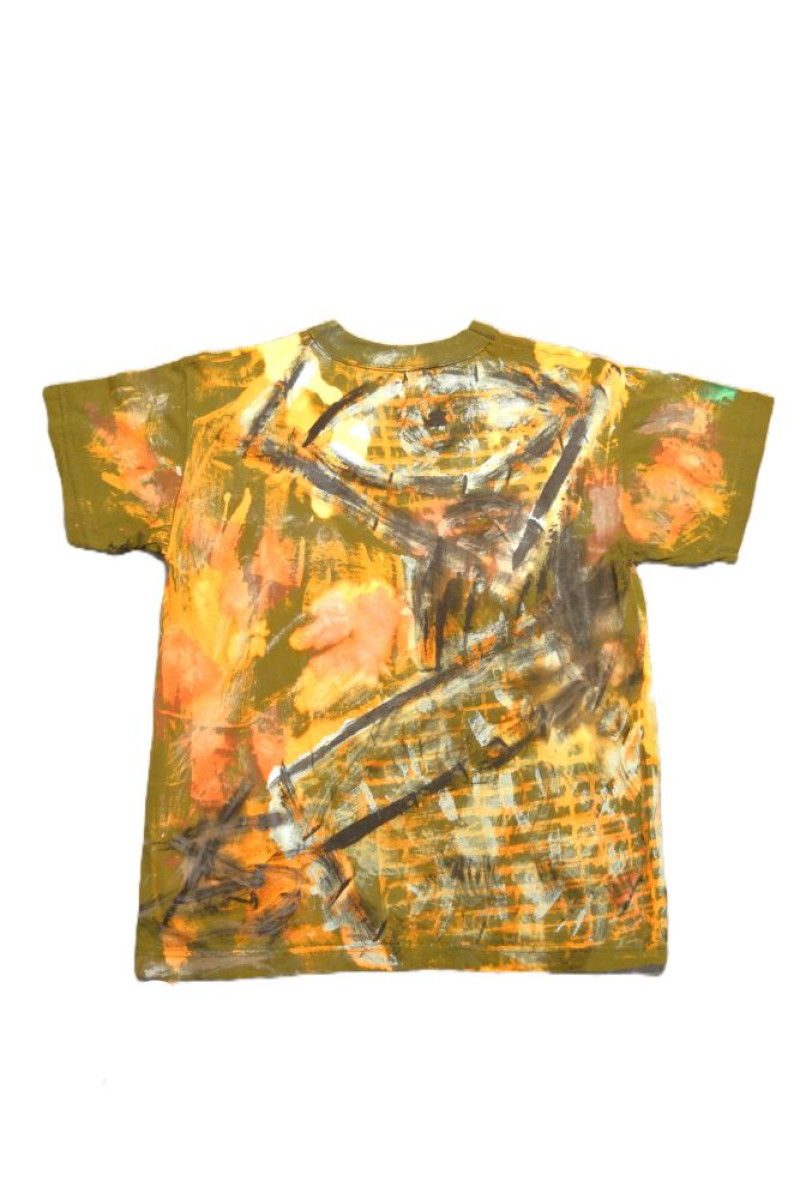 Πράσινο βαμβακερό t-shirt ζωγραφισμένο στο χέρι