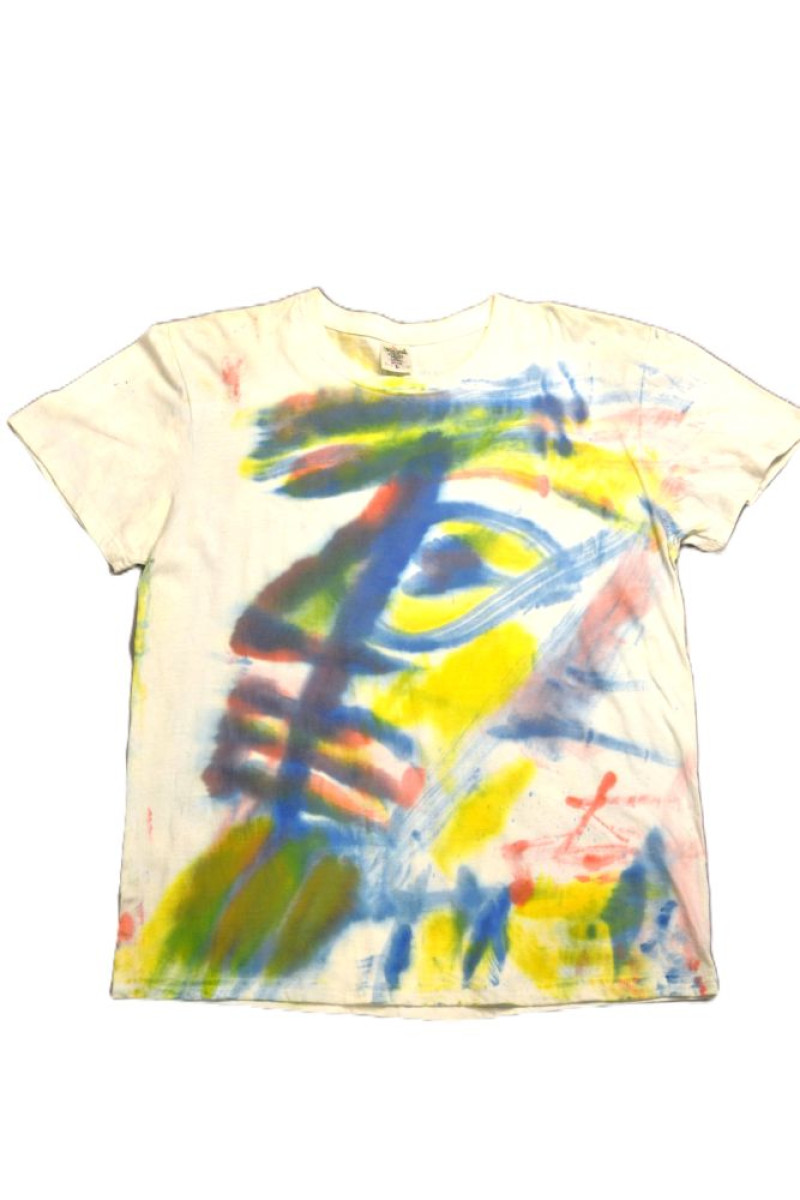 Λευκό βαμβακερό t-shirt ζωγραφισμένο στο χέρι