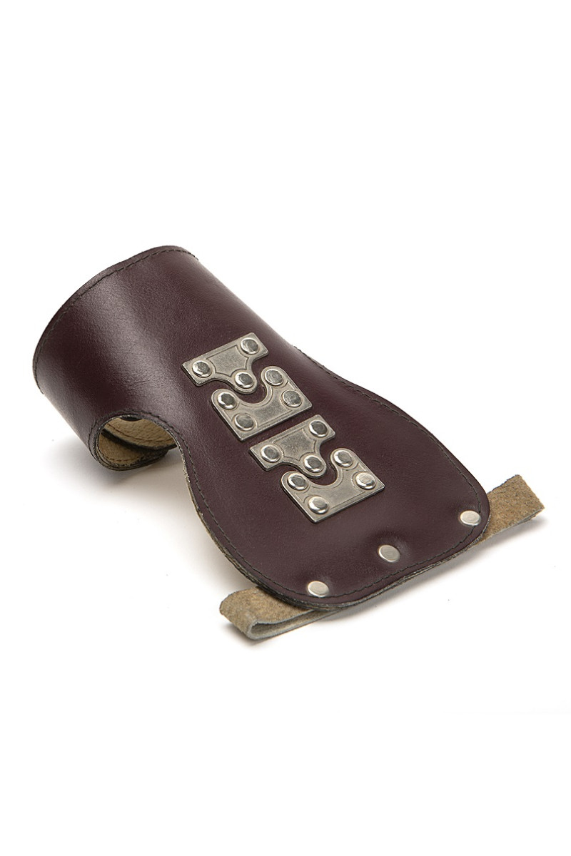Γάντι δερμάτινο καφέ με τρουκ μονό Γάντι δερμάτινο καφέ με τρουκ μονό