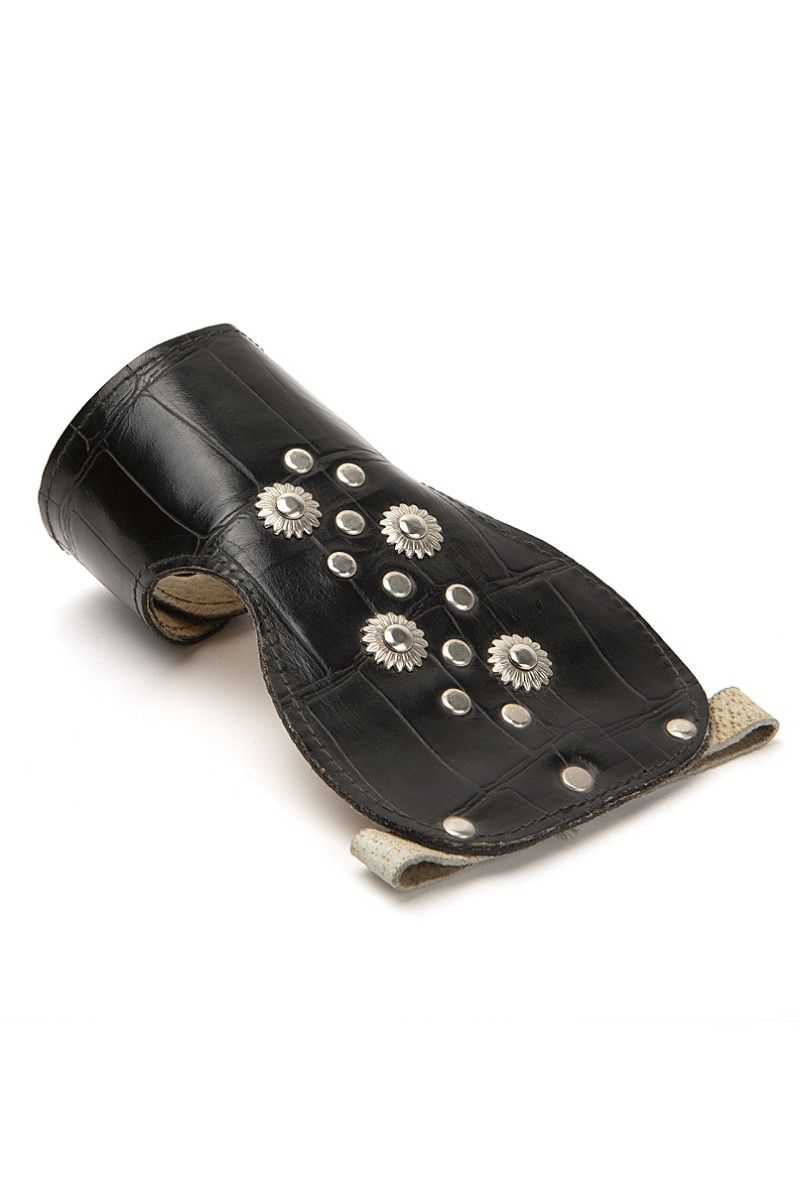 Γάντι δερμάτινο μαύρο με τρουκ μονό Γάντι δερμάτινο μαύρο με τρουκ μονό